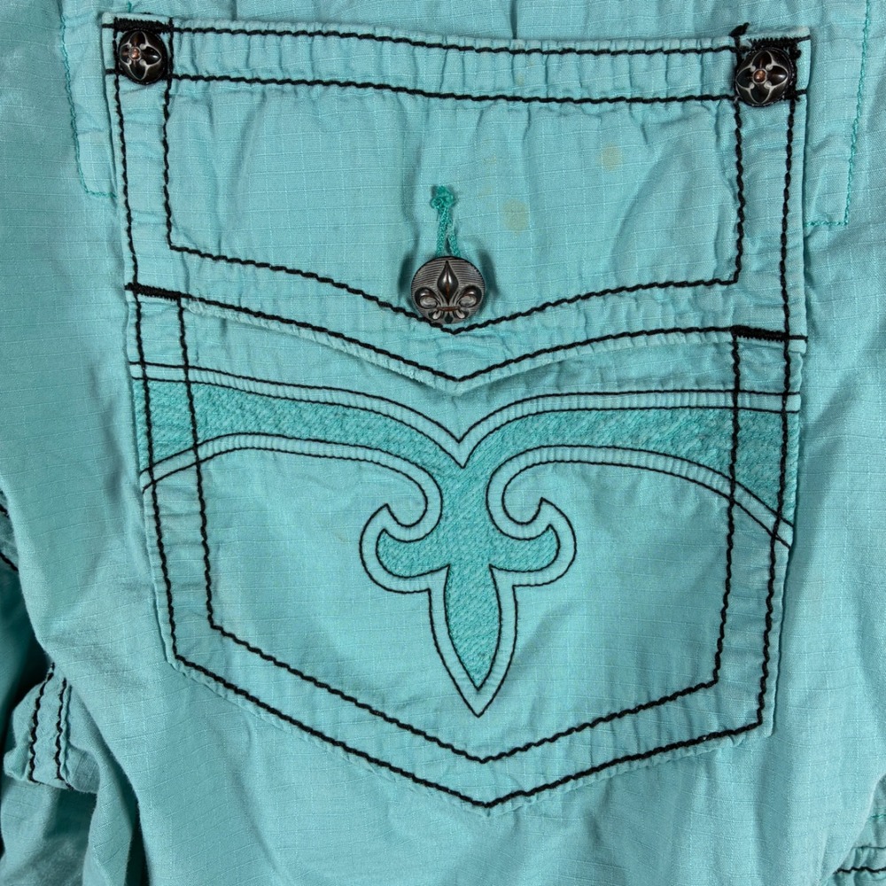 Rock Revival Cargo Shorts Mens 44 Y2K Baggy Ripstop Contrast Stitch RCM074-7 - Picture 10 of 16